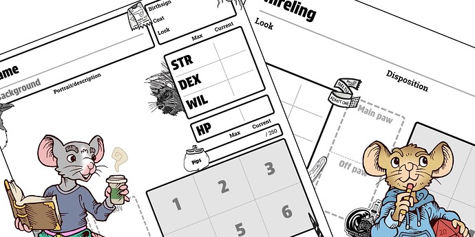 Rolling Coast character sheets